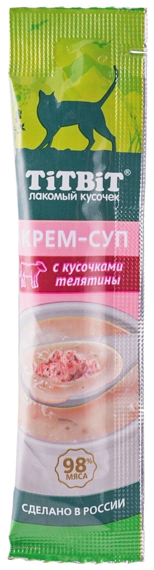 

Лакомство для кошек TiTBiT Крем-суп с кусочками телятины 10 г