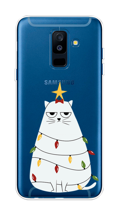 

Чехол на Samsung Galaxy A6 Plus "Котик в гирлянде", Белый;красный;желтый, 26050-1