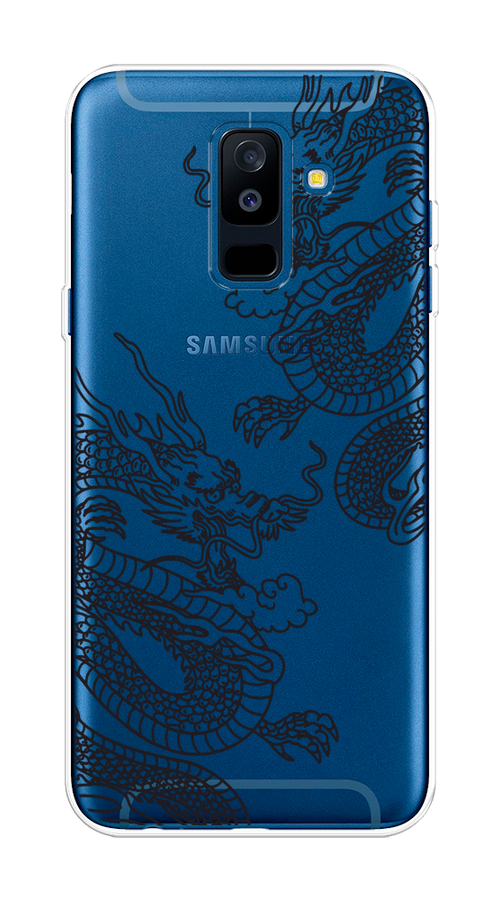 

Чехол на Samsung Galaxy A6 Plus "Два китайских дракона", Серый;черный, 26050-1