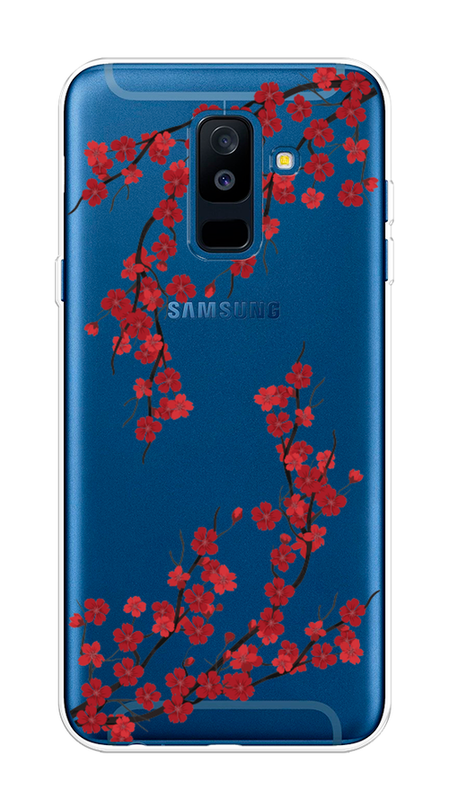 

Чехол на Samsung Galaxy A6 Plus "Красная сакура", Красный;черный, 26050-2