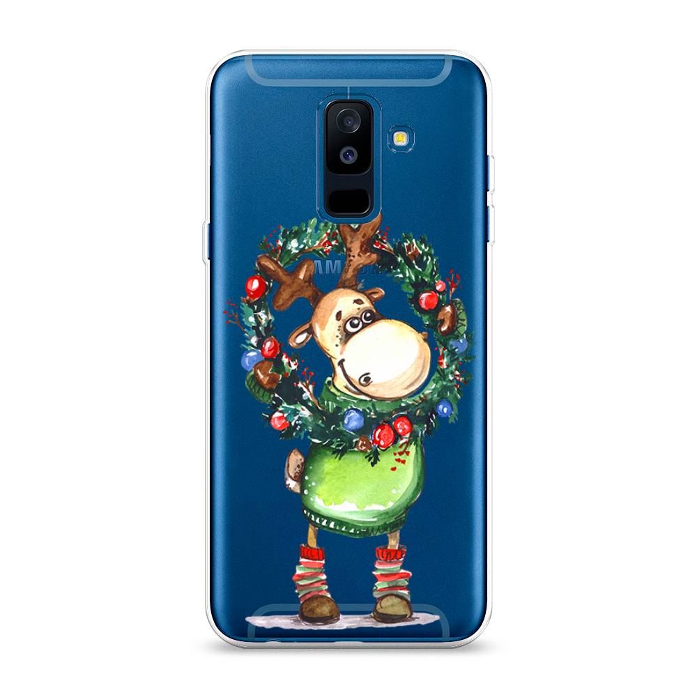 

Чехол на Samsung Galaxy A6 Plus "Олень с новогодним венком", 26050-4