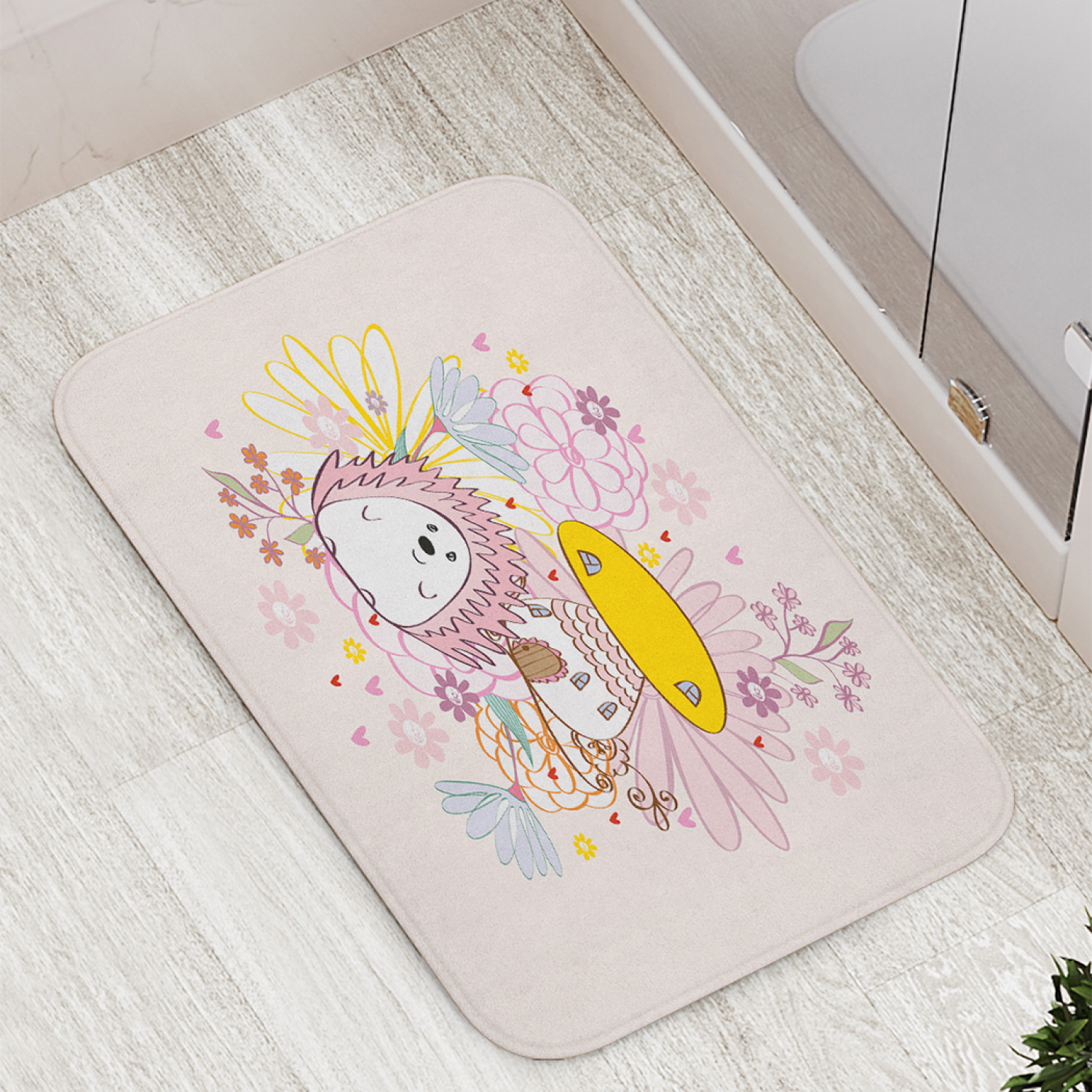 

Коврик JoyArty "Ежик у сказочного домика" для ванной, сауны, бассейна, 77х52 см, Ежик у сказочного домика