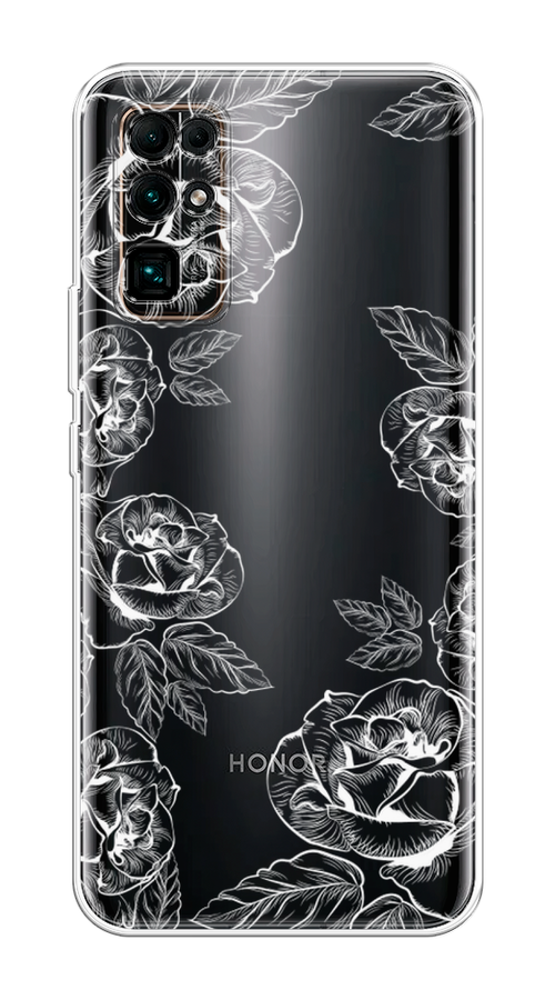 

Чехол на Honor 30 "Розы графика", Черный;серый, 612150-2