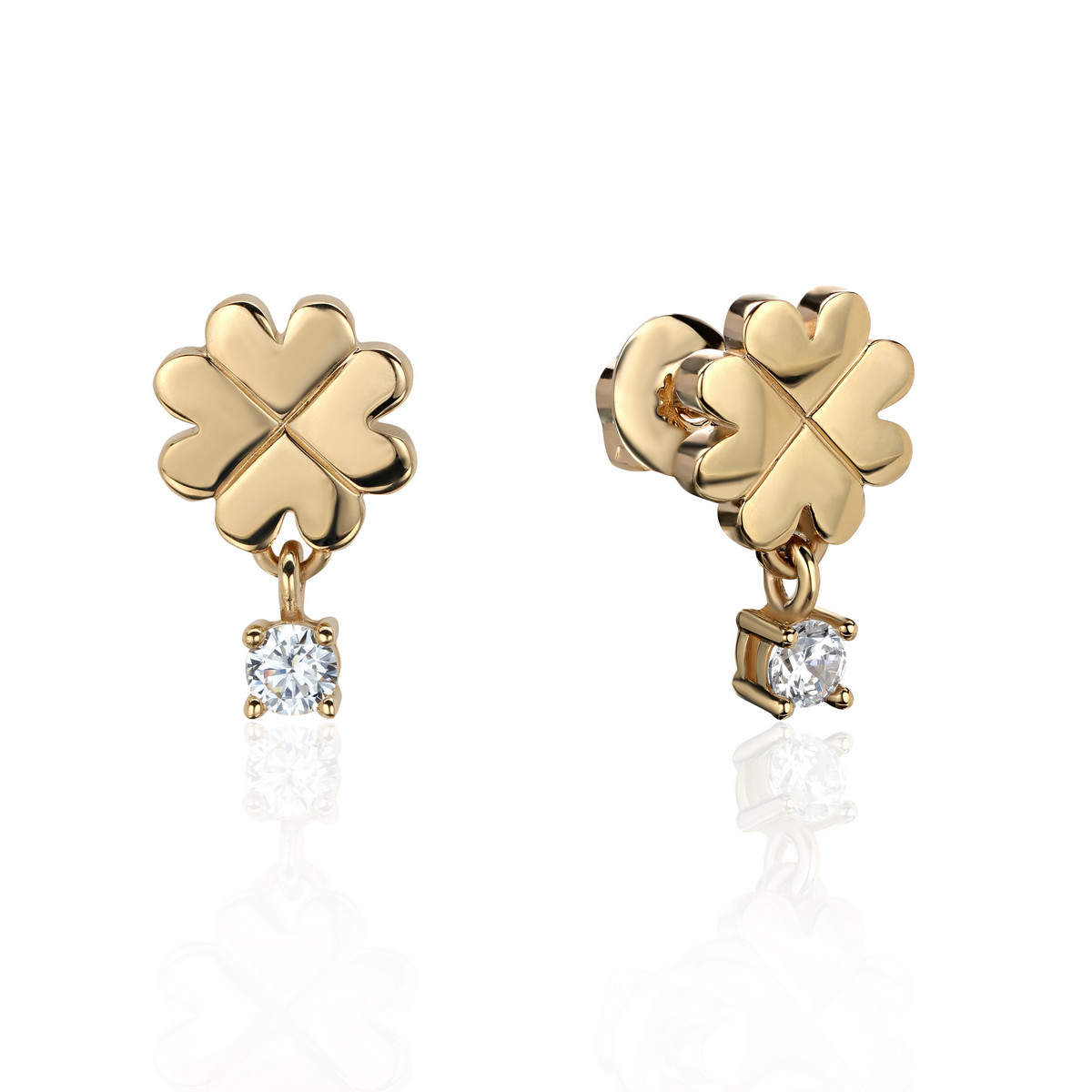 Серьги из желтого золота Эстет 01С1314581, фианит