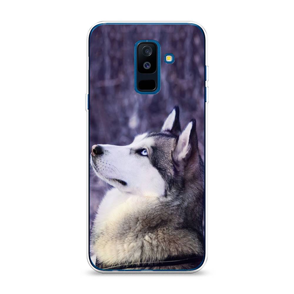 

Чехол на Samsung Galaxy A6 Plus "Хаски 1", Фиолетовый;белый, 26050-1