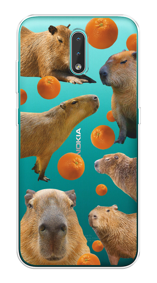 

Чехол на Nokia 2.3 "Капибара и апельсины", Бежевый;оранжевый, 123250-1