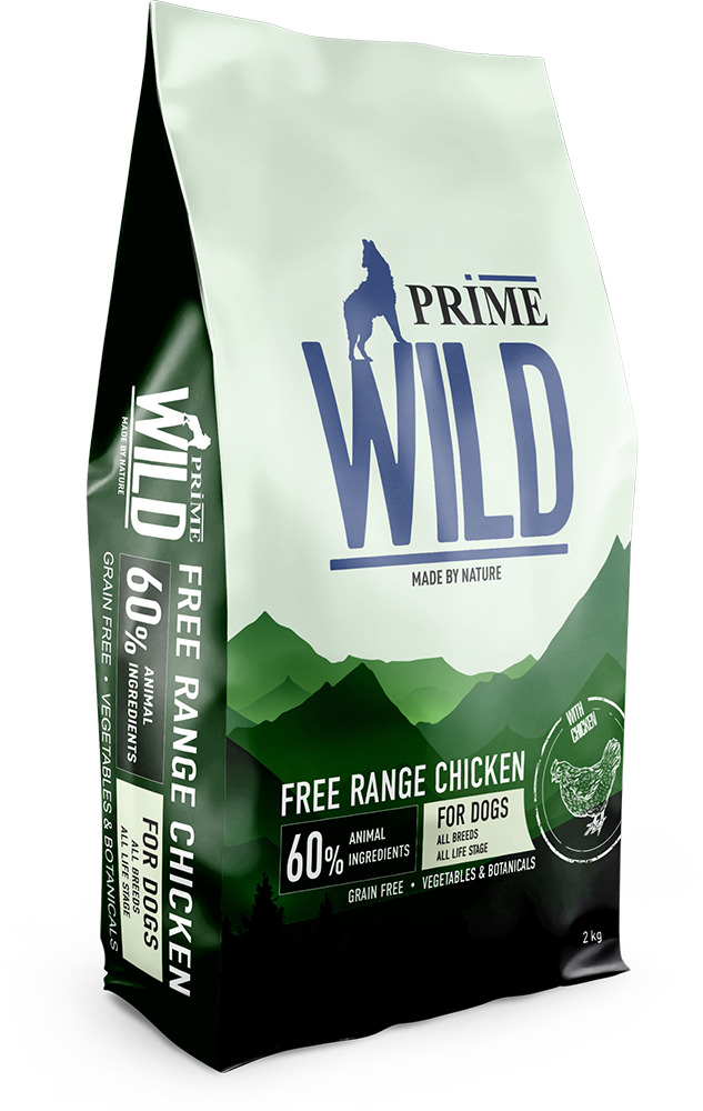 

Сухой корм для собак и щенков PRIME WILD GF FREE RANGE с курицей, 2кг, GF