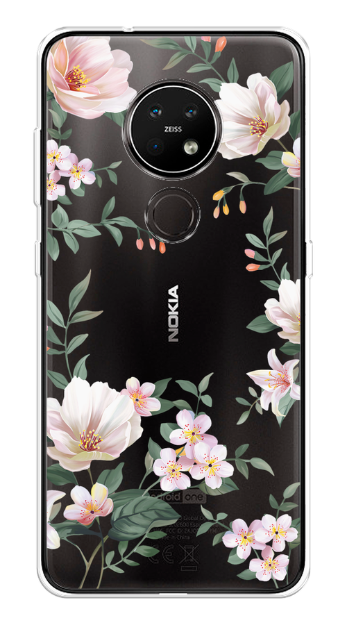 

Чехол на Nokia 6.2/7.2 "Beautiful white flowers", Бежевый;зеленый, 123050-1