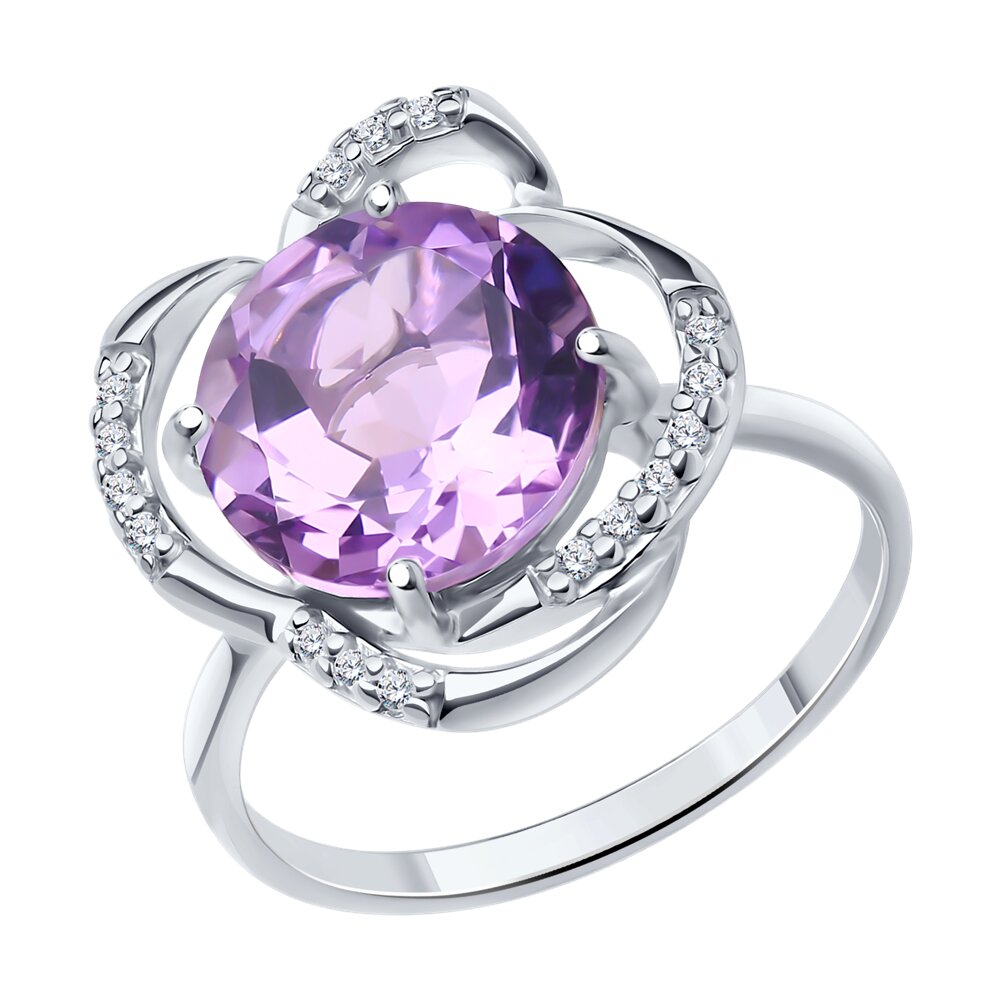 

Кольцо из серебра р. 19,5 Diamant 94-310-01920-1, фианит\аметист, 94-310-01920-1