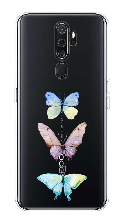 

Чехол на Oppo A5/A9 2020 "Акварельные бабочки", Бирюзовый;розовый, 251950-1