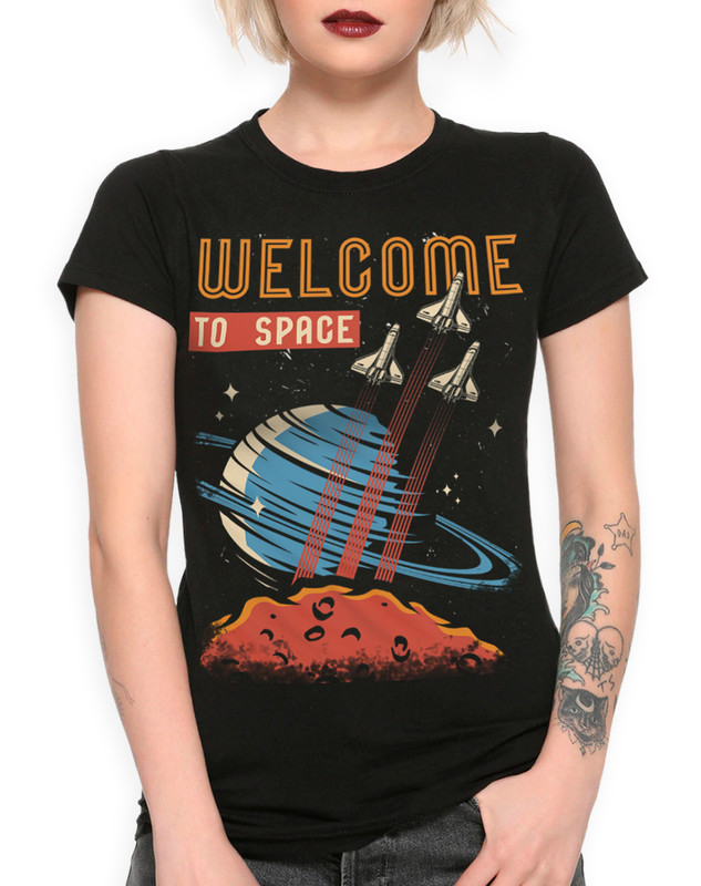 

Футболка женская Dream Shirts Добро пожаловать в космос 16254711 черная XL, Добро пожаловать в космос 16254711