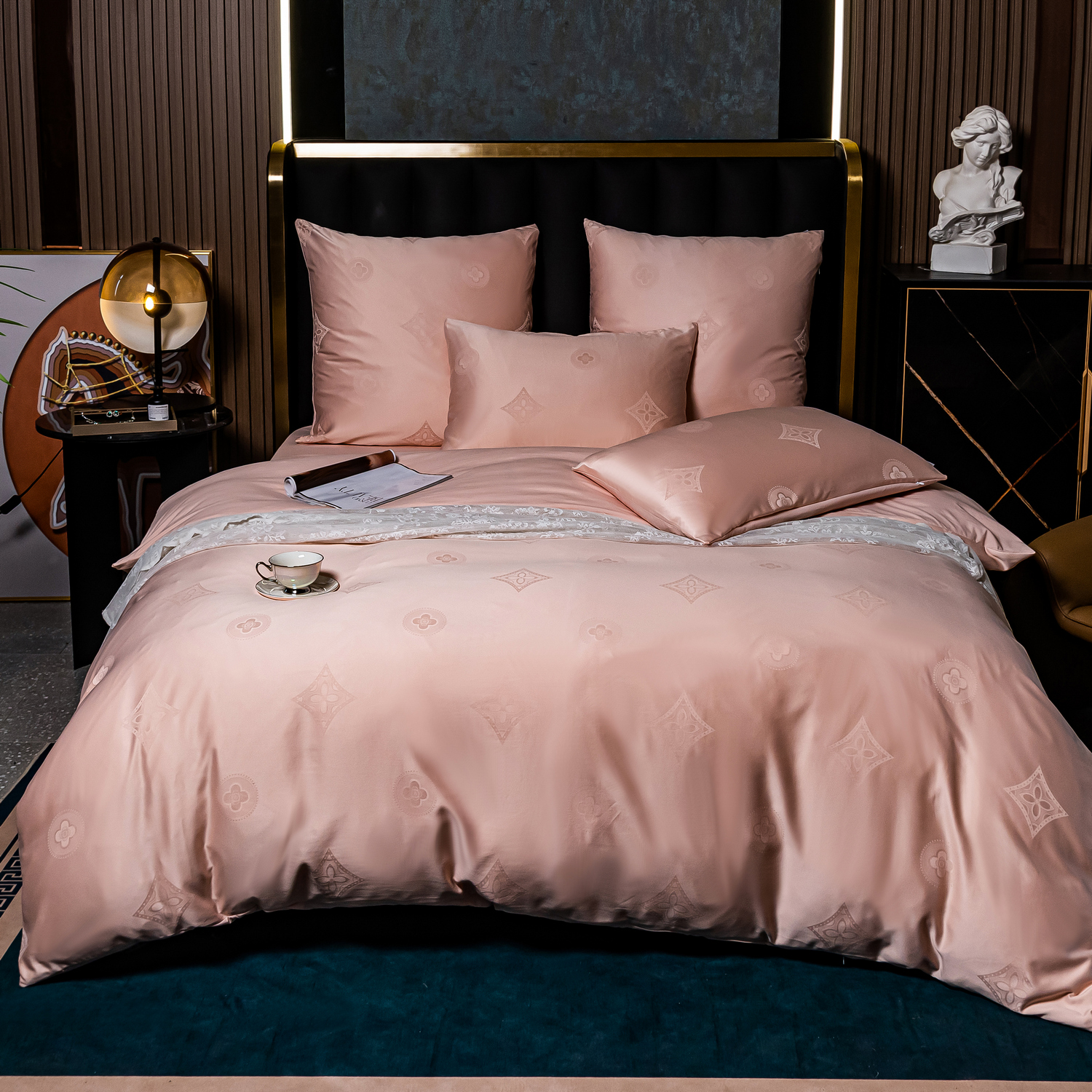 

Комплект постельного белья VIVA - HOME TEXTILE Сатин Жаккард на резинке Дуэт Семейный, GCR0