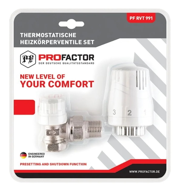 Комплект термостатический для радиатора, 1/2", угловой, ProFactor, PF RVT 991 100048953733