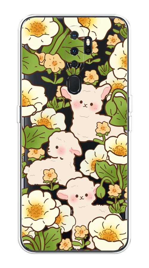 

Чехол на Oppo A5/A9 2020 "Овечки в цветах", Зеленый;бежевый, 251950-1
