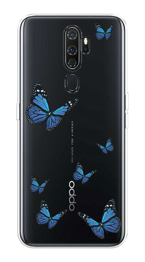 

Чехол на Oppo A5/A9 2020 "Blue butterflies", Синий;черный, 251950-1