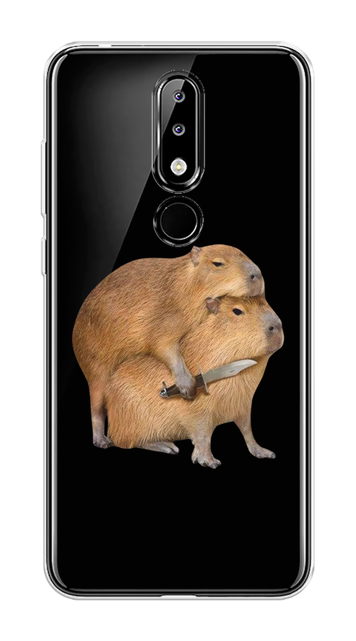 

Чехол на Nokia 5.1 Plus (X5) "Капибара с ножом", Бежевый, 121950-1