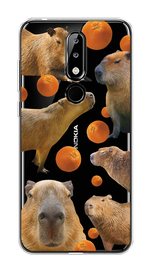 

Чехол на Nokia 5.1 Plus (X5) "Капибара и апельсины", Бежевый;оранжевый, 121950-1