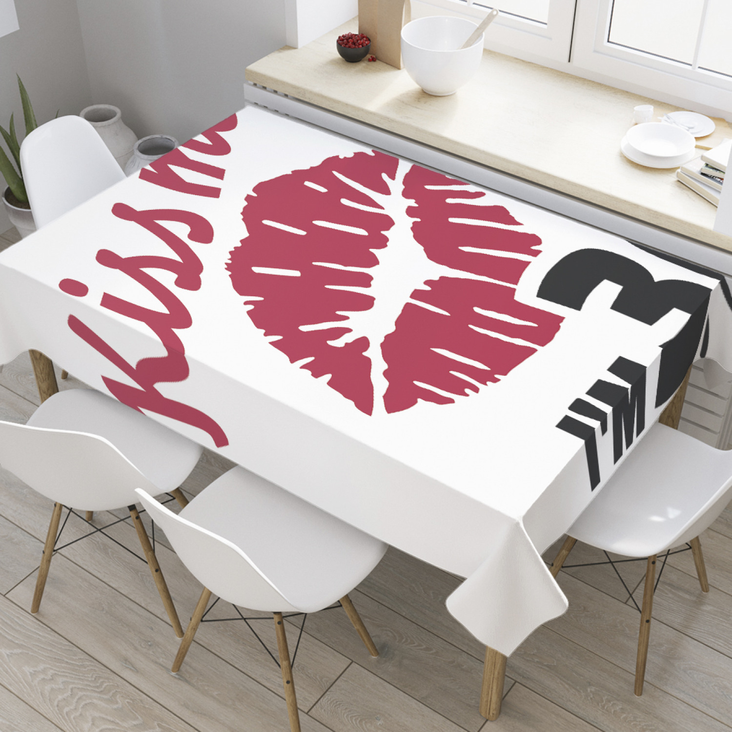 

Скатерть прямоугольная JoyArty "Поцелуй 30-летия" из оксфорда, 120x145 см, Белый, Поцелуй 30-летия