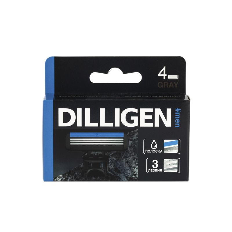 Кассеты сменные Dilligen Gray 3 4 шт подарочный набор dilligen ocean power шампунь для волос гель для душа 250 250 мл