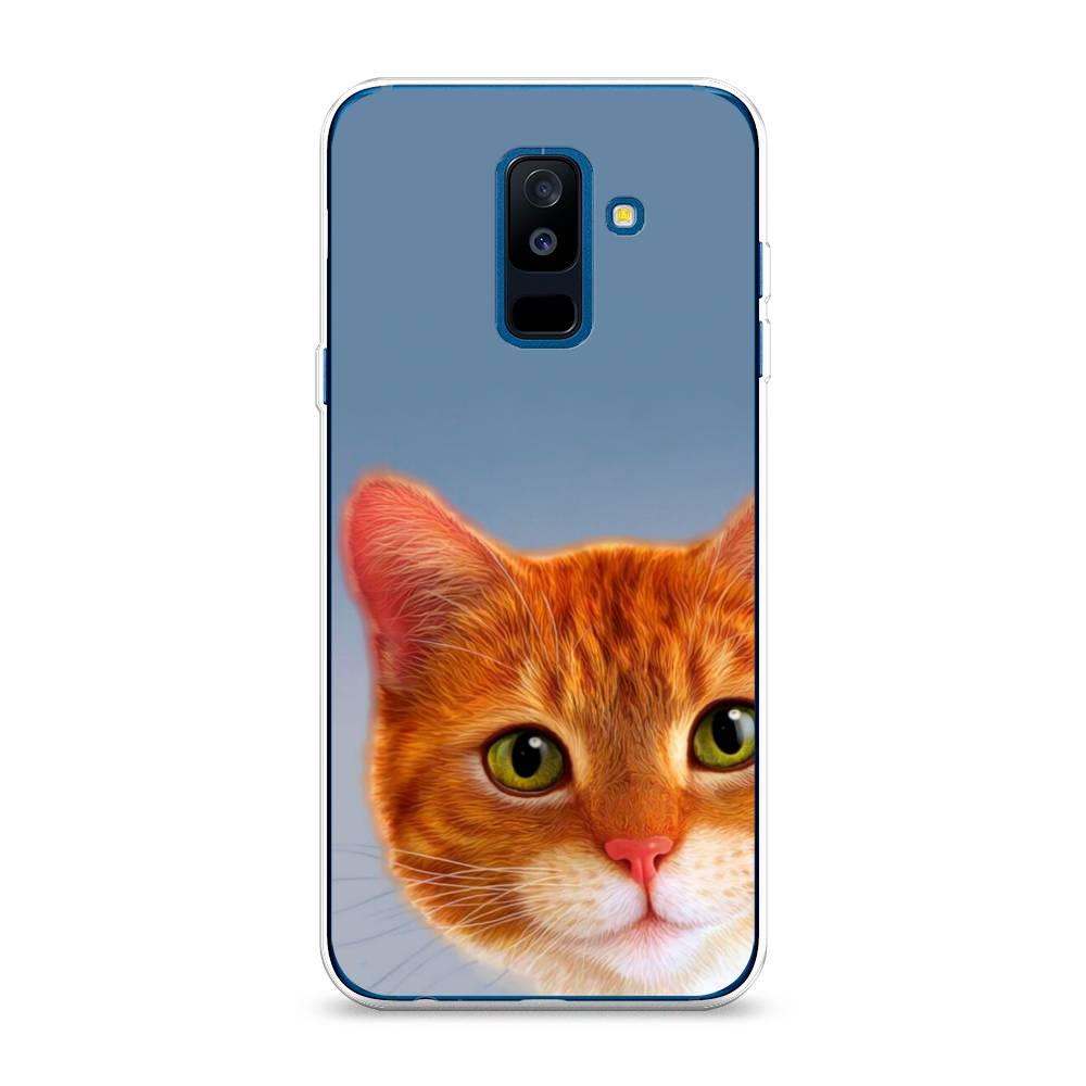 

Чехол на Samsung Galaxy A6 Plus "Любопытный котик", Коричневый, 26050-1