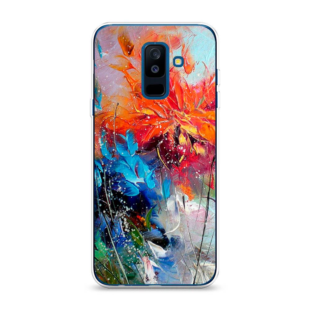 

Чехол на Samsung Galaxy A6 Plus "Абстрактные цветы", Оранжевый;синий, 26050-4