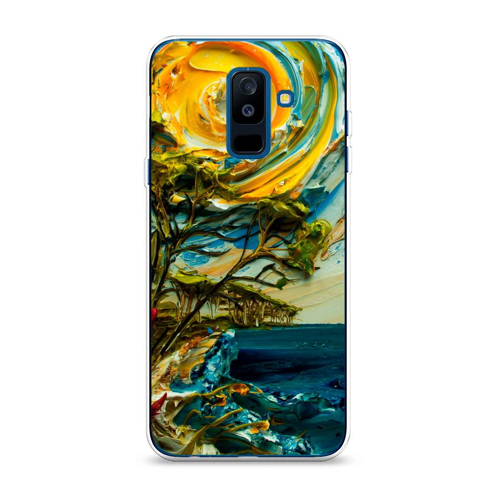 

Чехол на Samsung Galaxy A6 Plus "Солнце живопись", Желтый;синий, 26050-4