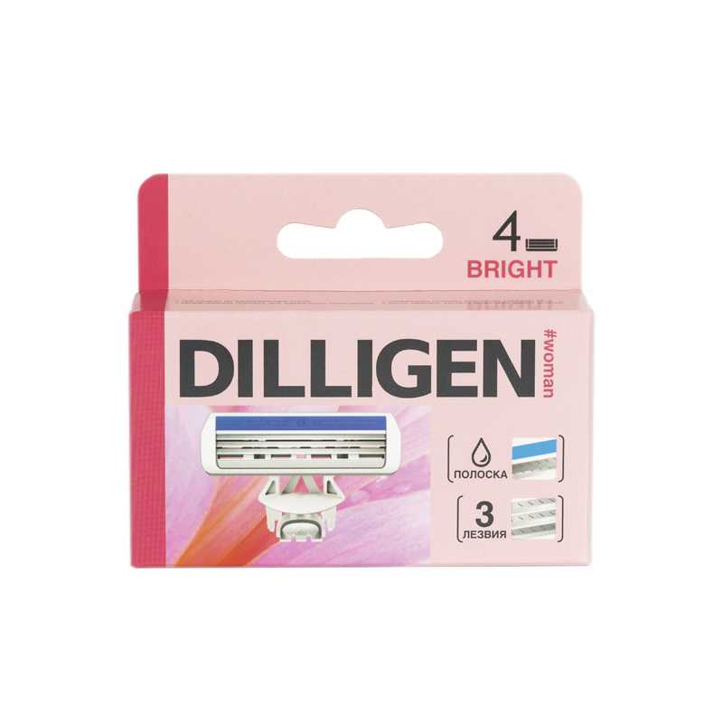 Кассеты сменные для женского станка Dilligen Bright 3 4 шт подарочный набор dilligen ocean power шампунь для волос гель для душа 250 250 мл