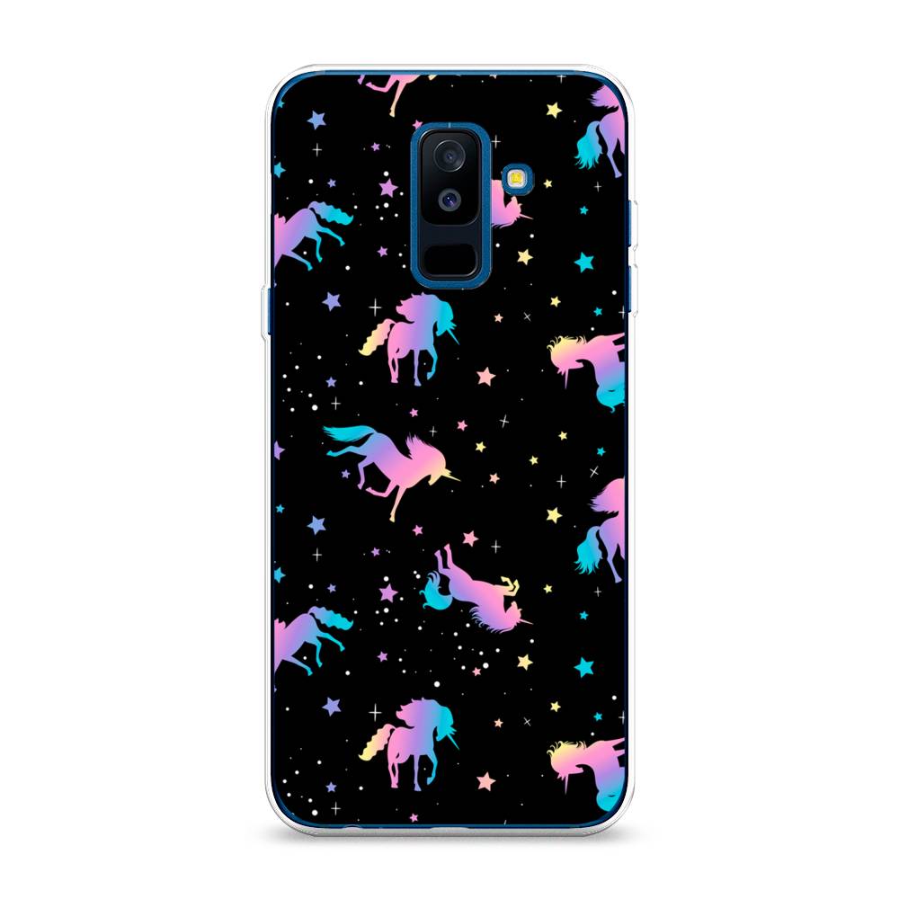

Чехол на Samsung Galaxy A6 Plus "Единороги градиент", Черный;розовый;голубой, 26050-1