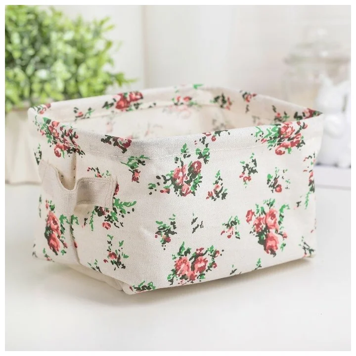 

Органайзер для хранения с ручками Цветы, прямоугольный