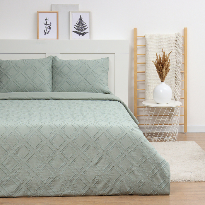 

Постельное бельё LoveLife Tufting 2сп "Ромб", цвет зеленый, 110 г/м2