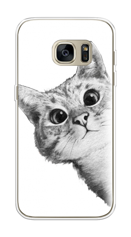 

Чехол Awog на Samsung Galaxy S7 "Кот рисунок черно-белый", Черный, 24550-1