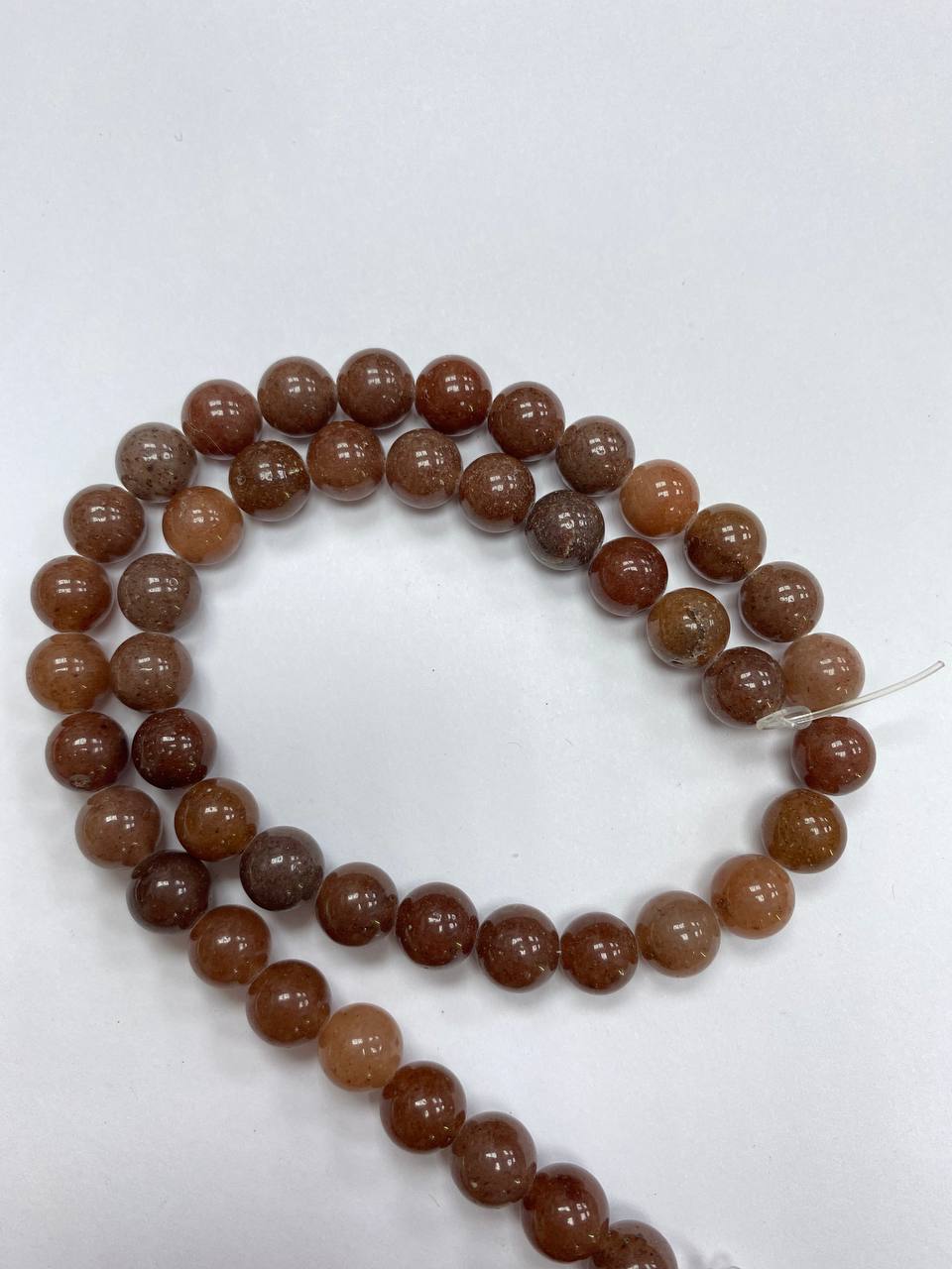 

Бусины из авантюрина коричневого шарик 8 мм, 39см, 48 бусин beads46, Коричневый, beads46
