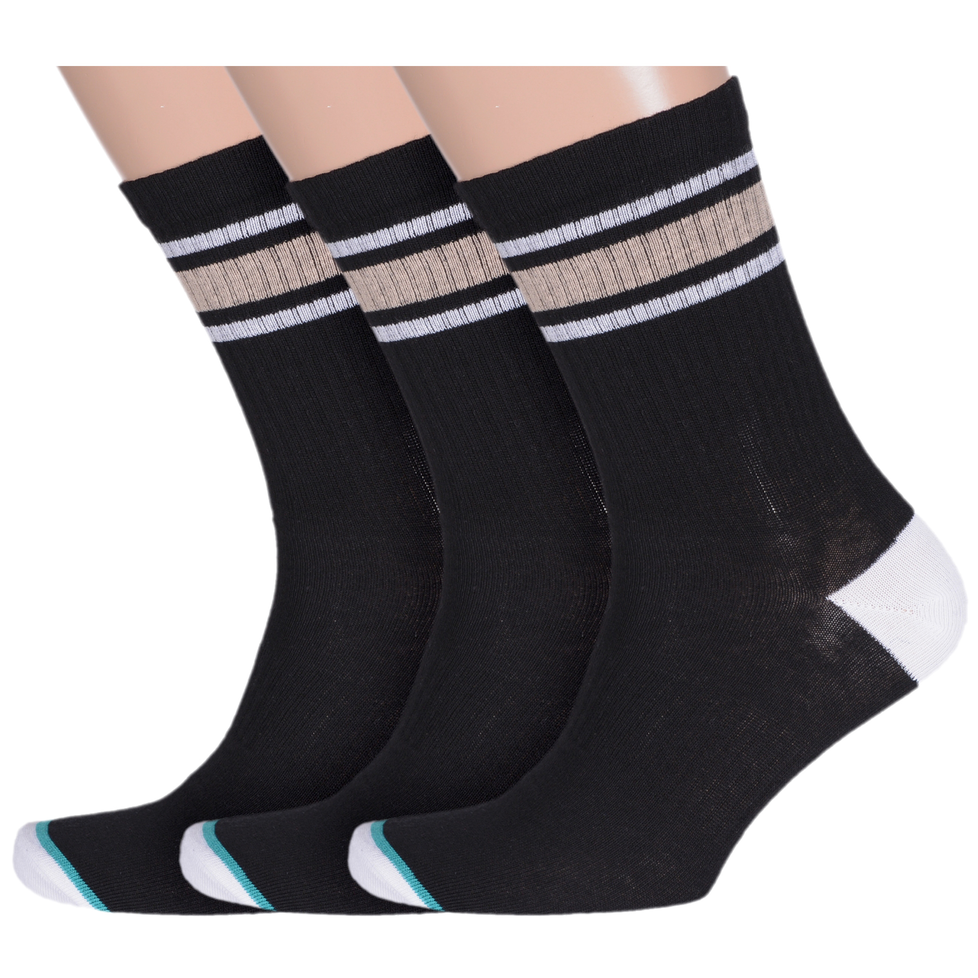 Комплект носков мужских Flappers Peppers 3-ФПСМ черных; бежевых; белых 40-44