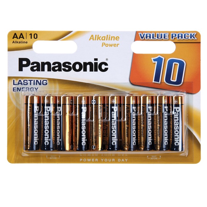 

Батарейка алкалиновая Panasonic Alkaline Power, AA, R06-10BL, 1.5В, блистер, 10 шт.