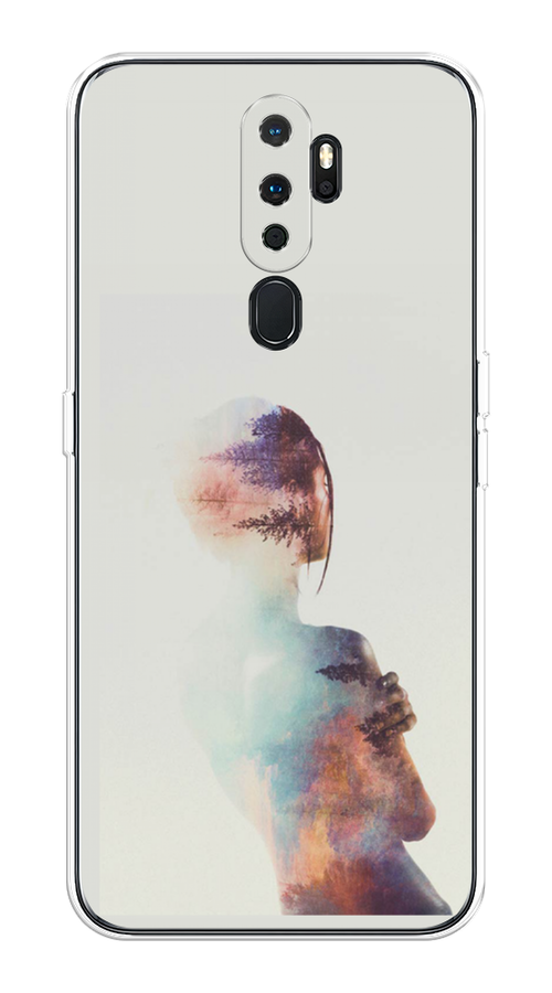 

Чехол на Oppo A5/A9 2020 "Девушка-лес", Розовый;голубой;серый, 251950-1