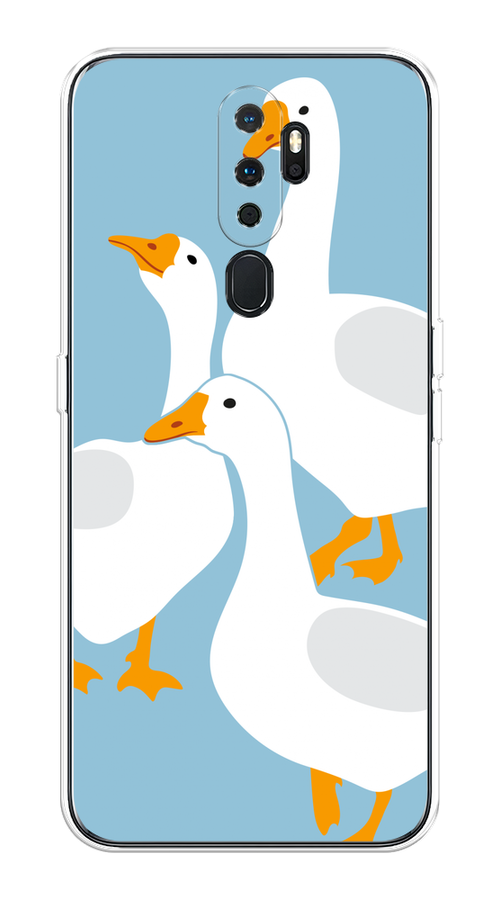 

Чехол на Oppo A5/A9 2020 "Гусиное трио", Голубой;белый;серый;желтый, 251950-1