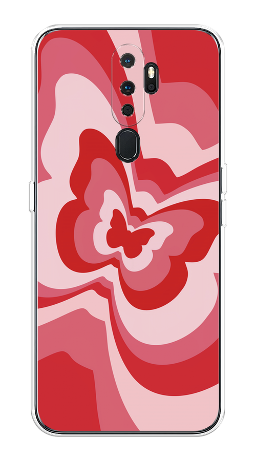 

Чехол на Oppo A5/A9 2020 "Бабочка в стиле хиппи", Красный;розовый, 251950-1