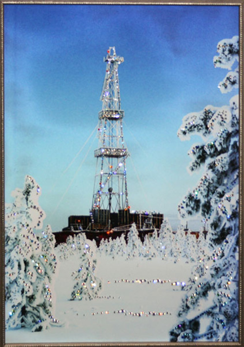 

Картина с кристаллами Нефтяная вышка 1564 40х60 см 881 кристалл, картина на стекле