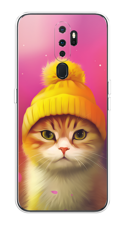 

Чехол на Oppo A5/A9 2020 "Котик в шапочке", Розовый;желтый;бежевый, 251950-1