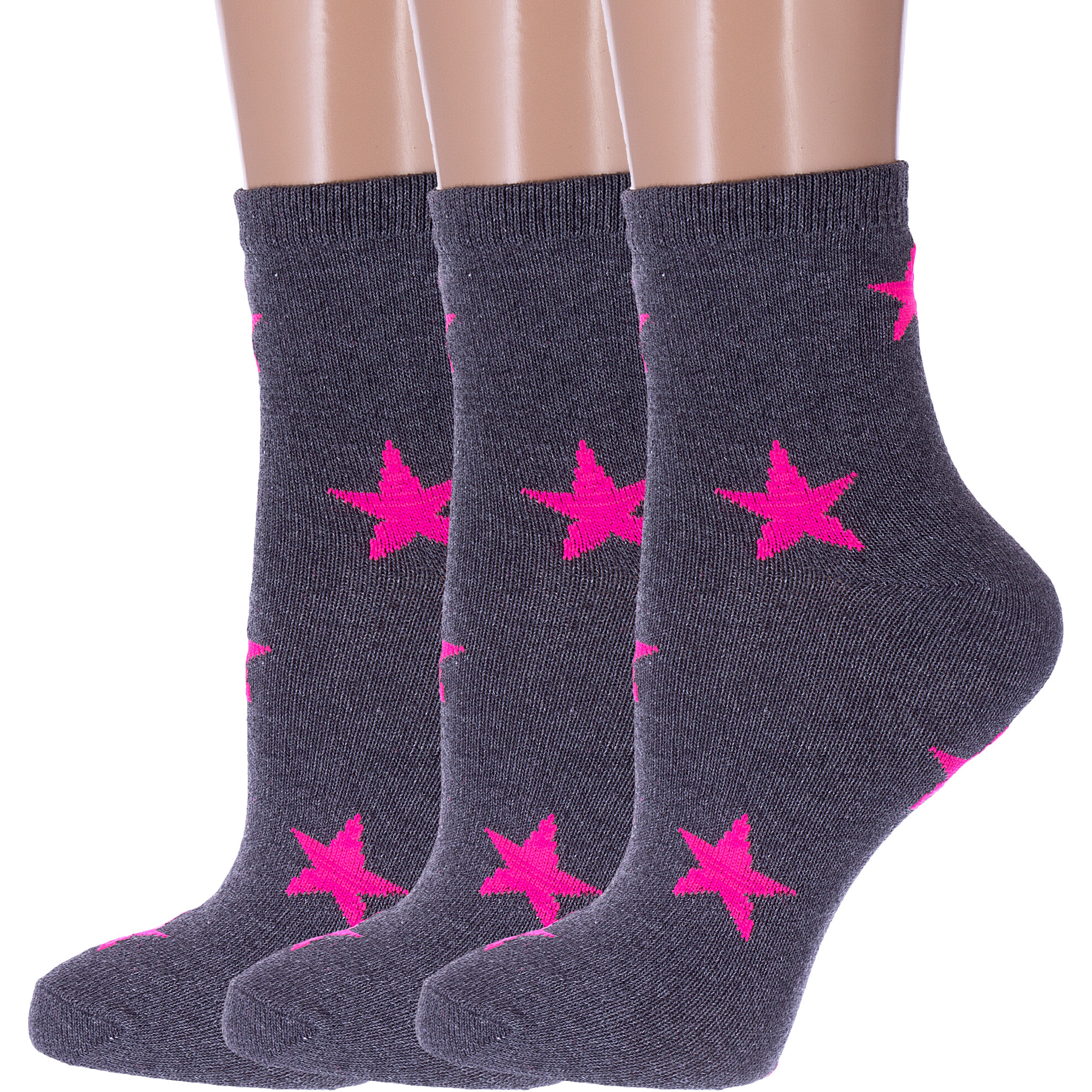 Комплект носков женских Красная Ветка 3-С-992 серых, розовых 23-25, 3 пары