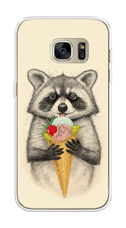 

Чехол Awog на Samsung Galaxy S7 "Енот с мороженым", Бежевый;серый, 24550-10