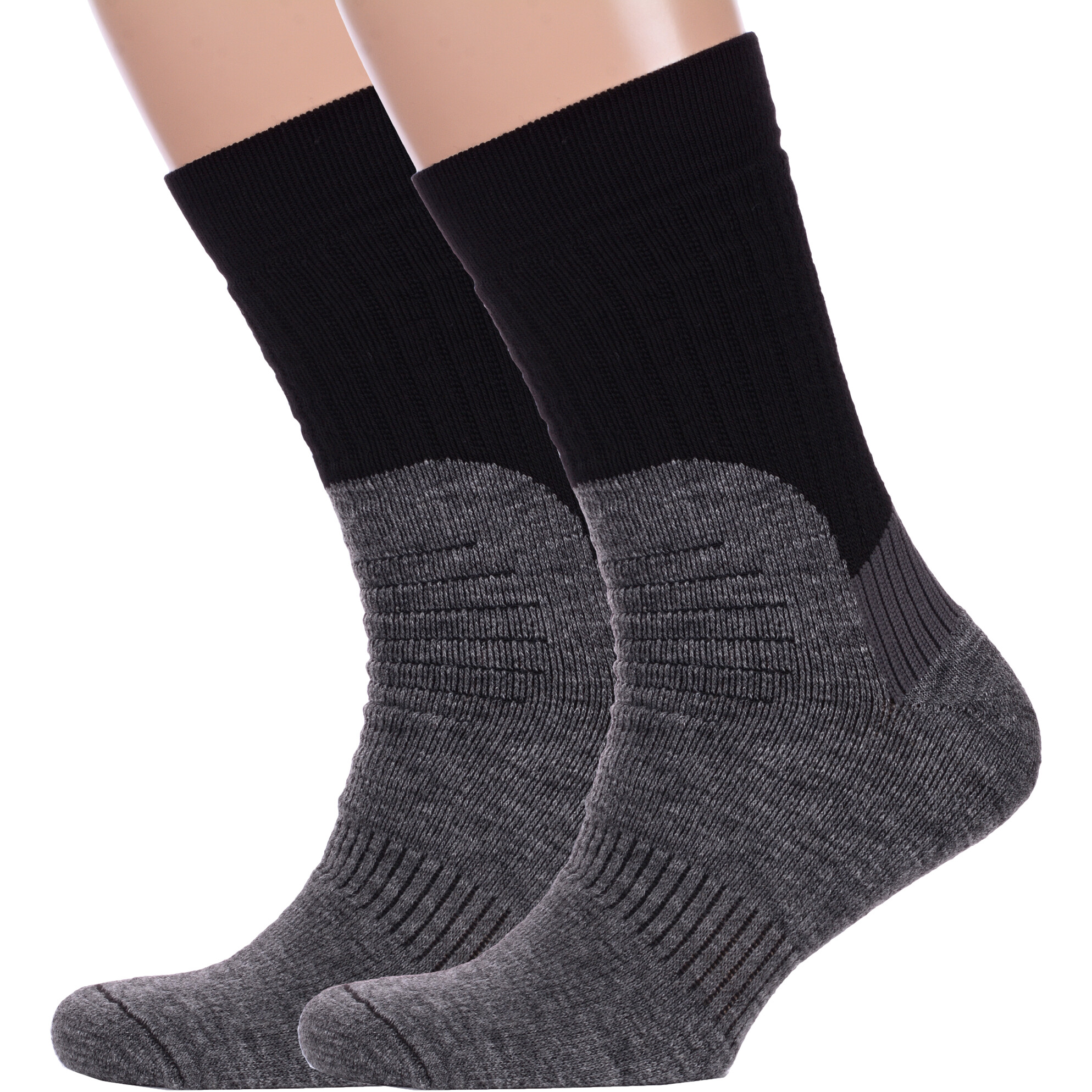 Комплект носков мужских Борисоглебский трикотаж 2-4С2001 черных, серых 29-31, 2 пары