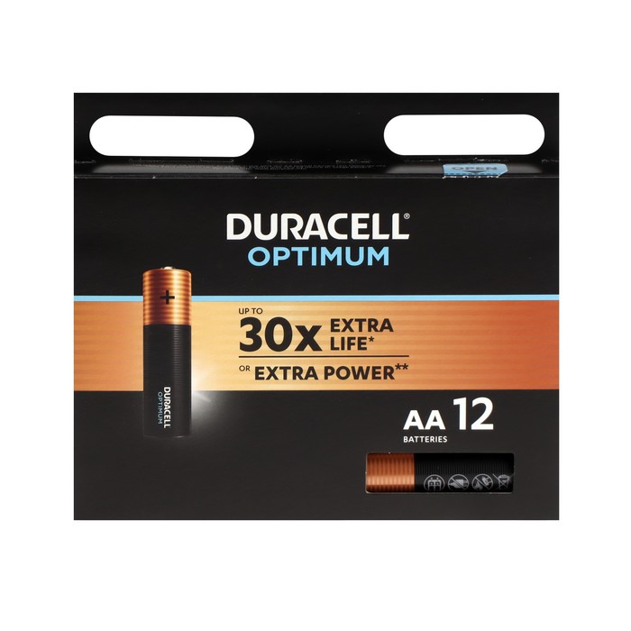 

Батарейка алкалиновая Duracell OPTIMUM, AA, LR6-12BL, 1.5В, блистер, 12 шт.