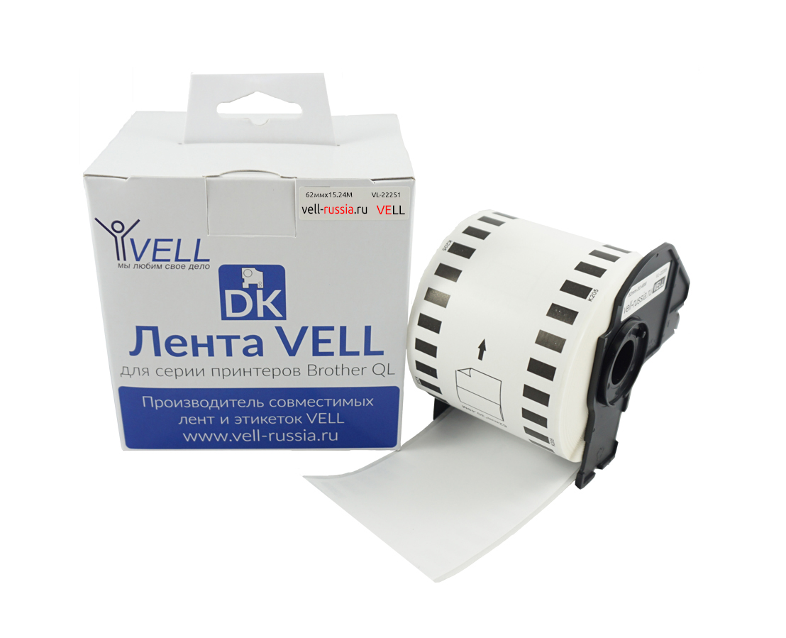 Лента Vell VL-B-DK 22251, White, Brother DK22251 для 800/810W 600005620745