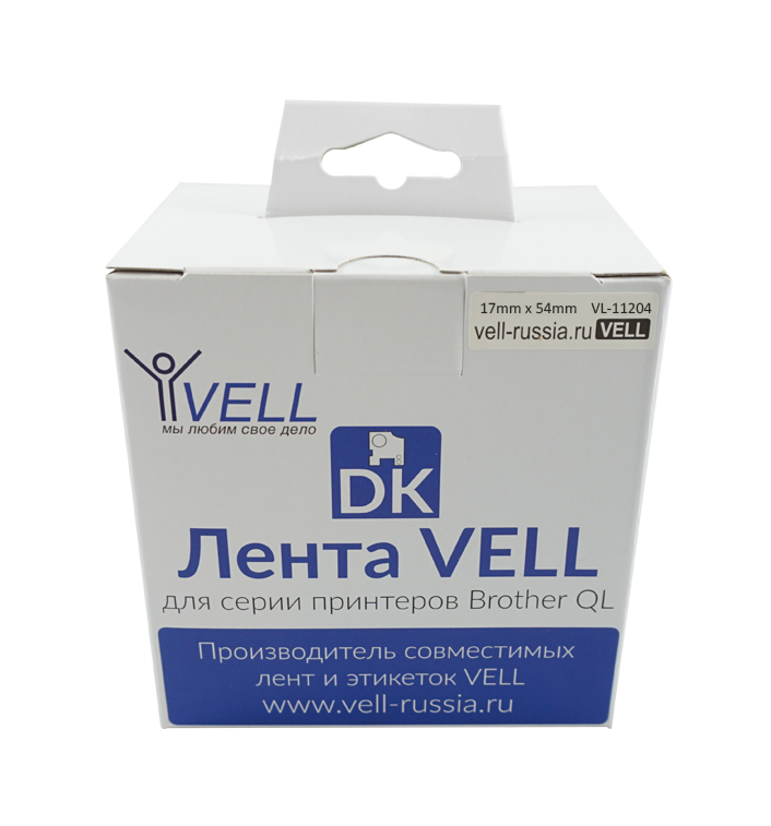 Лента Vell VL-B-DK 11204 (Brother DK11204) для QL570/710W/720NW/800/810W (черный на белом)