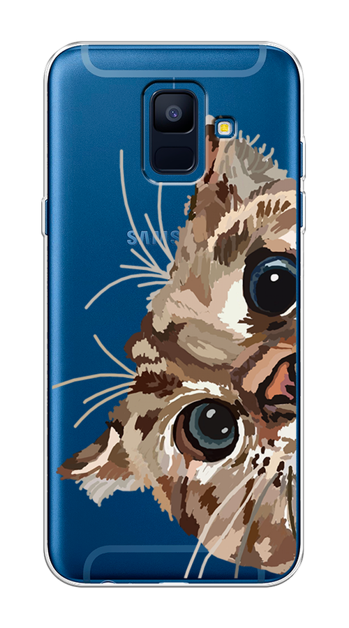 

Чехол на Samsung Galaxy A6 "Любопытный кот", Коричневый;синий;черный, 25950-1