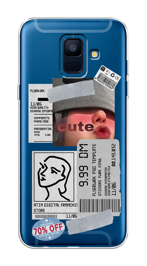 

Чехол на Samsung Galaxy A6 "Cute girl collage", Розовый;серый;голубой, 25950-6