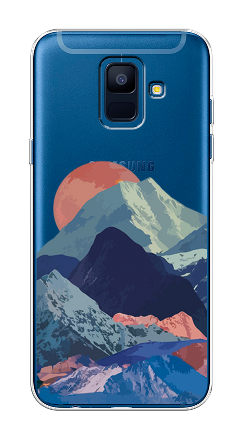 

Чехол на Samsung Galaxy A6 "Закат в снежных горах", Красный;серый;голубой, 25950-2
