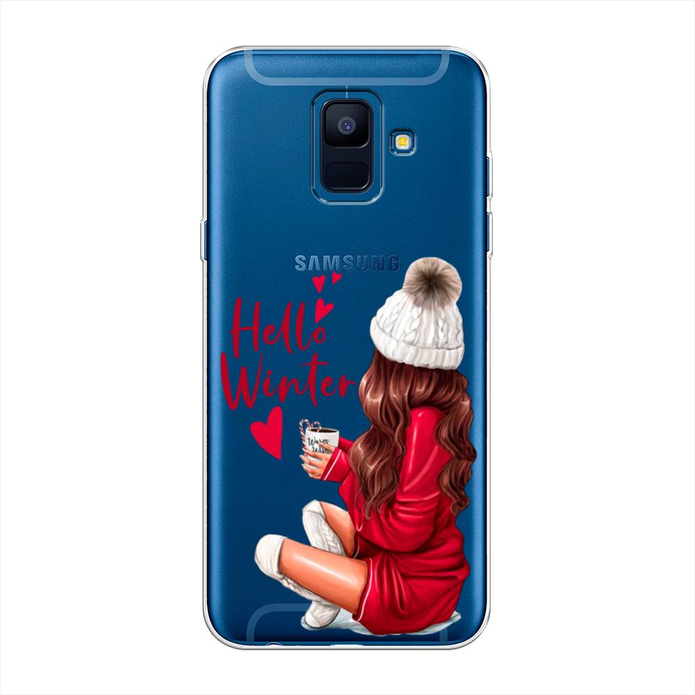 

Чехол на Samsung Galaxy A6 "Hello winter", Красный;белый;коричневый, 25950-5