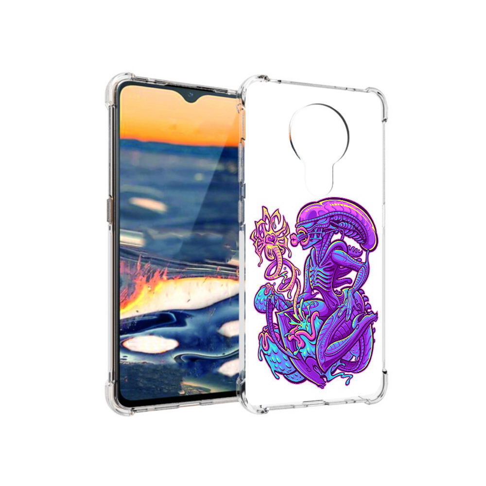 

Чехол MyPads Tocco для Nokia 5.3 чужой фиолетовый цвет (PT227052.106.693), Прозрачный, Tocco